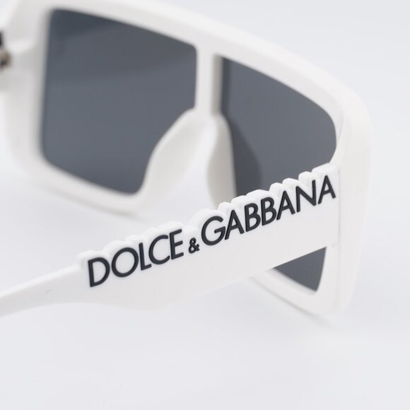 Dolce & Gabbana DG6204 331287 Sunglasses White Shield Frame, Dark Grey Lenses